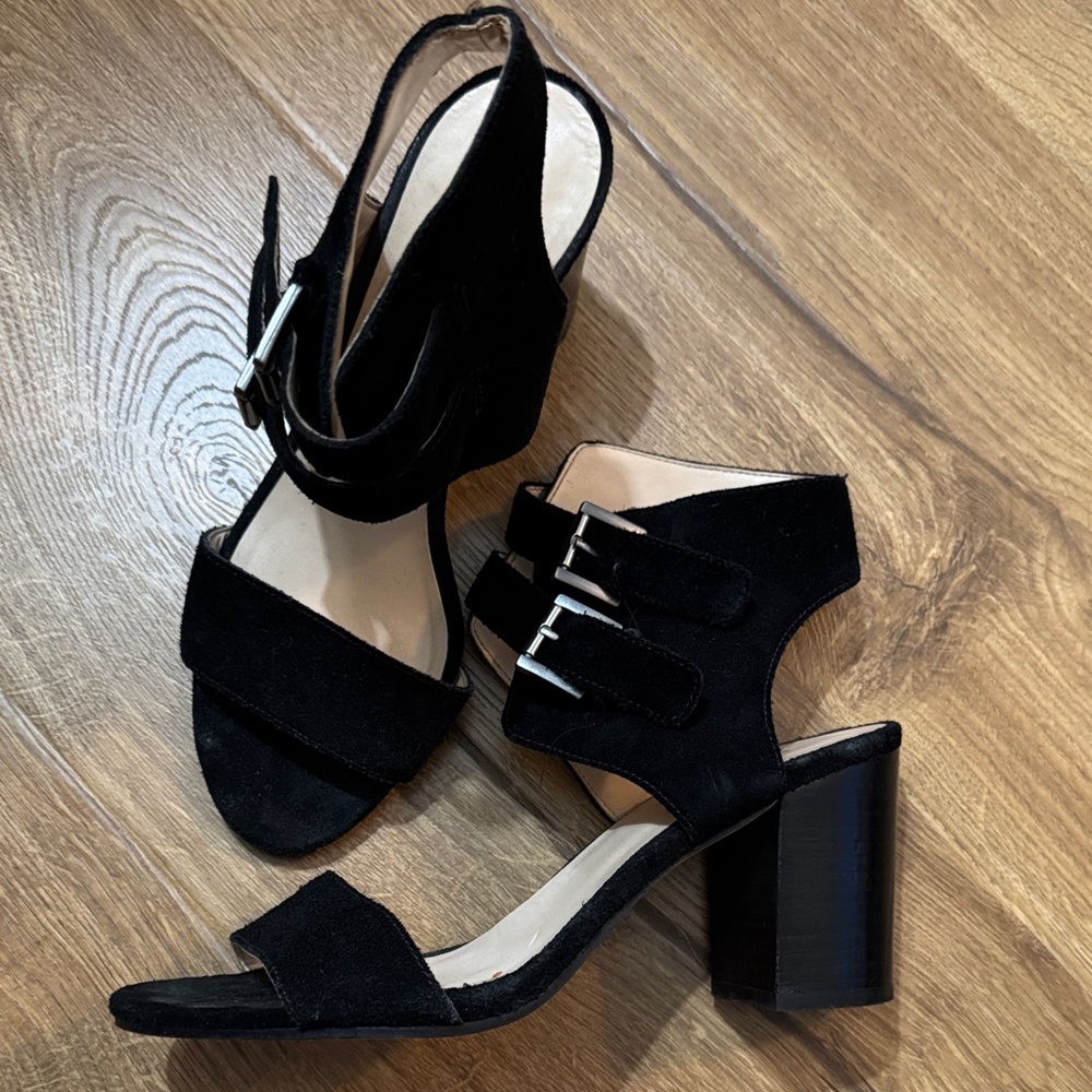 Nine West Black Suede Heeled Sandals